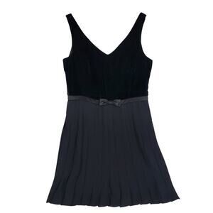 Laundry by Shelli Segal Black Event Dress 14 Velvet Rayon Pleated Party Glam Lux